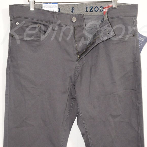 GRAY - Izod Men's Stretch 5 Pocket Regular Fit Jeans - Picture 5 of 11